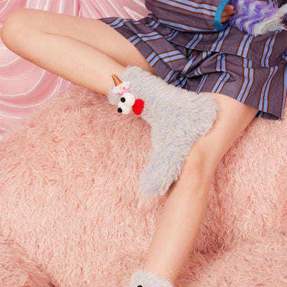 Fluffy Coral Sokken - Koraal Fluwelen 3D Eigenzinnige Sokken