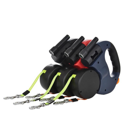 Pettly™ DoubleLeash: LED Licht Dubbele Hoofd Intrekbare Hondenriem