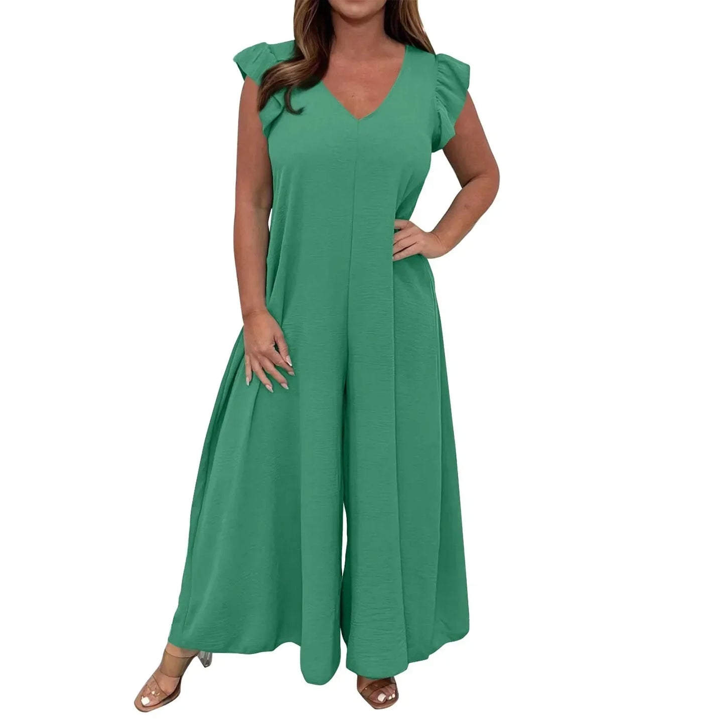 Luniva™ SummerFlow Jumpsuit – Luchtige Zomer Jumpsuit met Geruffelde Mouwen