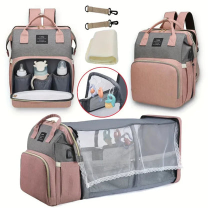 ParentGo™ MommyBag – Multifunctionele Luiertas met Opvouwbaar Wiegje