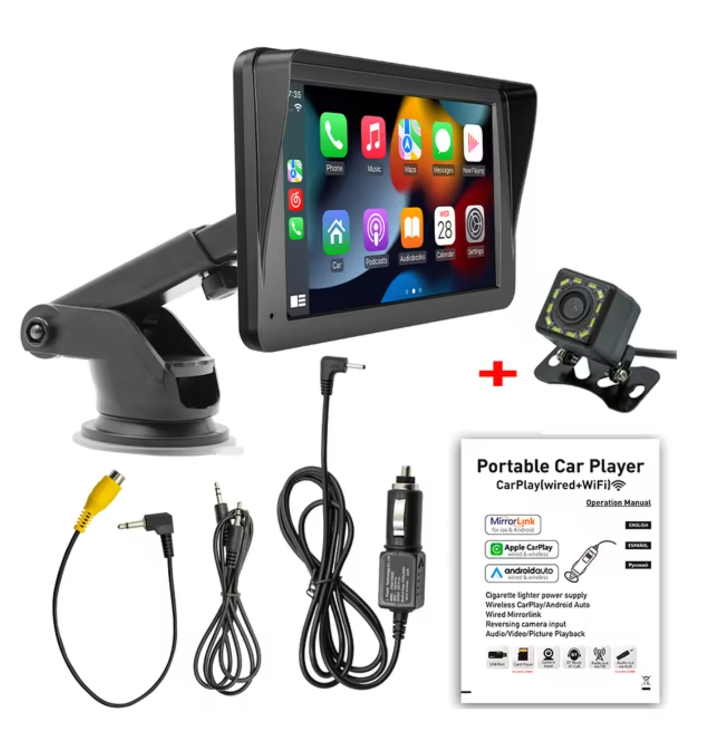 TechDrive™ CarPlay – 7 Inch Draadloze Draagbare Apple & Android Auto Scherm