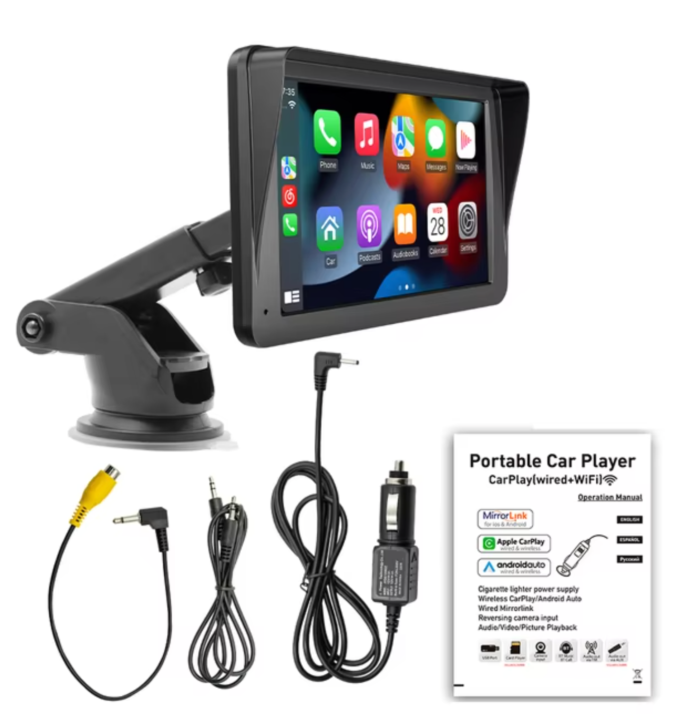 TechDrive™ CarPlay – 7 Inch Draadloze Draagbare Apple & Android Auto Scherm