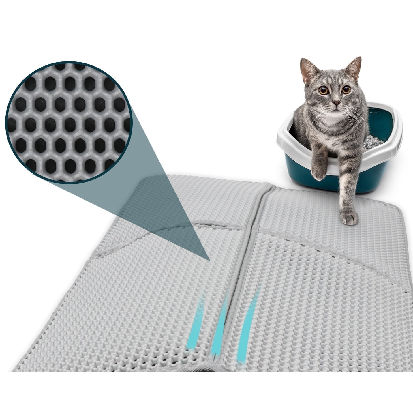 Pettly™ LitterMat – Hygiënische Anti-Verspreiding Kattenbak Mat