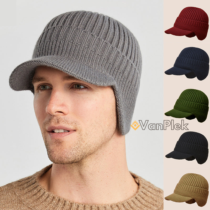 NordWarm™ RibKnit Beanie – Warme Elastische Outdoor Muts met Oorbescherming