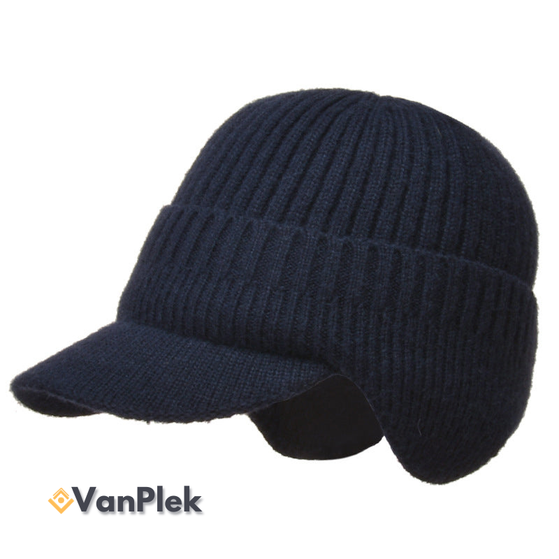 NordWarm™ RibKnit Beanie – Warme Elastische Outdoor Muts met Oorbescherming