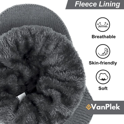 NordWarm™ RibKnit Beanie – Warme Elastische Outdoor Muts met Oorbescherming
