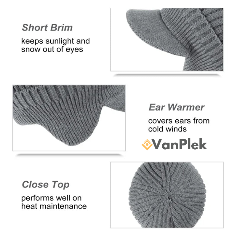 NordWarm™ RibKnit Beanie – Warme Elastische Outdoor Muts met Oorbescherming