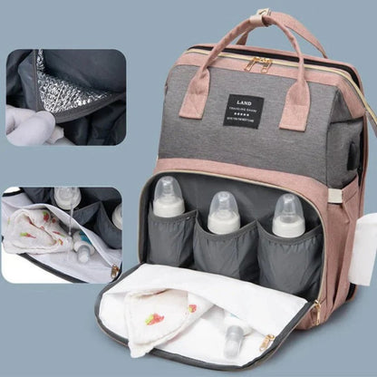 ParentGo™ MommyBag – Multifunctionele Luiertas met Opvouwbaar Wiegje